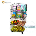 4-layer Floor Multipurpose Storage Basket Steel Rack Organizer