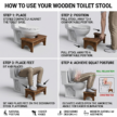 Natural Color Toilet Wooden Squatting Stool for Bathroom - Image 4
