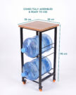 2-Tier Wooden & Steel Water Jug Rack with Wheels & Brakes - Image 2