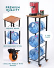 3-Tier Water Jug Rack – Wooden & Steel Stand with Wheels & Brakes - Image 3