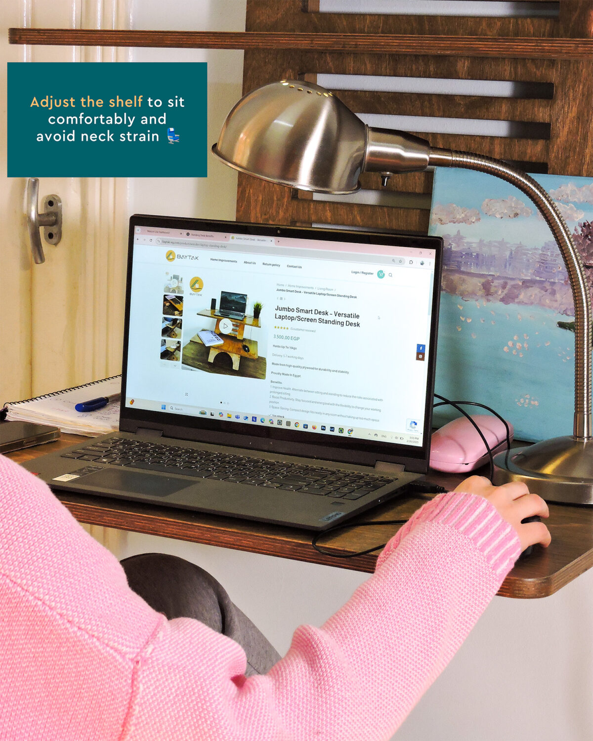 Wall Stand Smart Desk – Versatile Laptop/Screen Standing Desk - Image 3