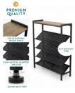 4-Tier Metal Shoe Rack Organizer with Wood Top & Adjustable Feet - Image 3