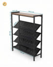 4-Tier Metal Shoe Rack Organizer with Wood Top & Adjustable Feet - Image 2