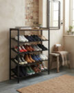 4-Tier Metal Shoe Rack Organizer with Wood Top & Adjustable Feet - Image 4