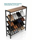 4-Tier Metal Shoe Rack Organizer with Wood Top & Adjustable Feet - Image 6